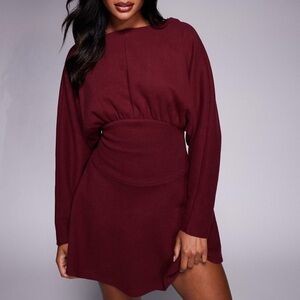 ASOS Design Burgundy Long Sleeve Mini Dress